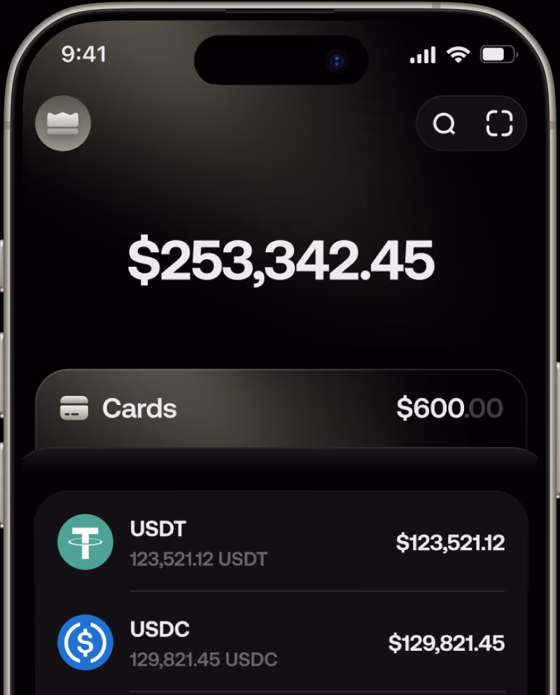 The balance screen in the Billion app